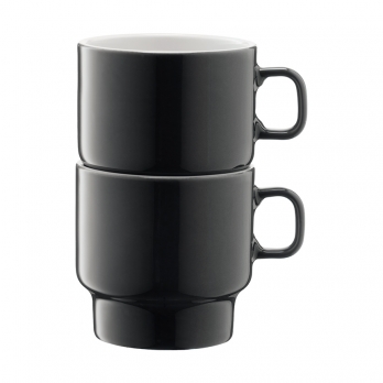 Набор из 2 чашек для флэт-уайт кофе Utility, 280 мл, серый