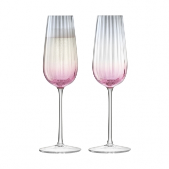 Набор из 2 бокалов-флейт для шампанского Dusk, 250 мл, розовый-серый