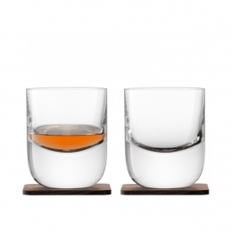 Набор из 2 стаканов Renfrew Whisky с деревянными подставками, 270 мл