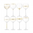 Набор из 8 бокалов для вина с золотым декором Deco, 525 мл