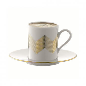 Набор из 4 чашек для кофе с блюдцами Signature Chevron, 100 мл, золото