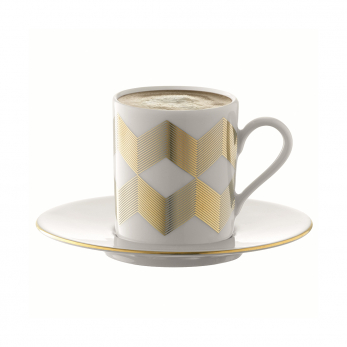 Набор из 4 чашек для кофе с блюдцами Signature Chevron, 100 мл, золото
