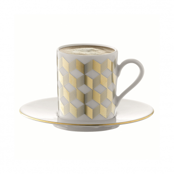Набор из 4 чашек для кофе с блюдцами Signature Chevron, 100 мл, золото