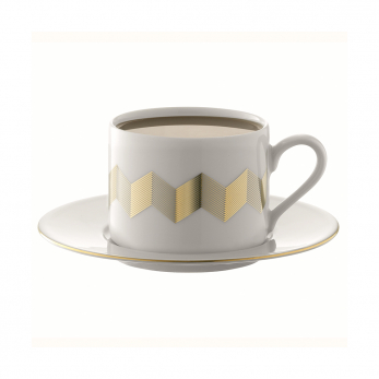 Набор из 4 чашек для чая с блюдцами Signature Chevron, 250 мл, золото
