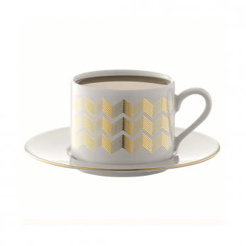 Набор из 4 чашек для чая с блюдцами Signature Chevron, 250 мл, золото