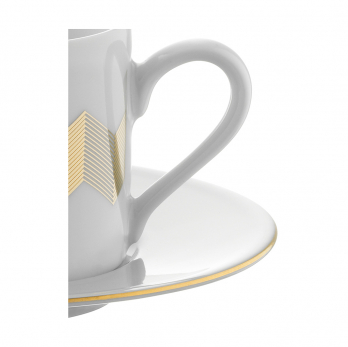 Набор из 4 чашек для чая с блюдцами Signature Chevron, 250 мл, золото